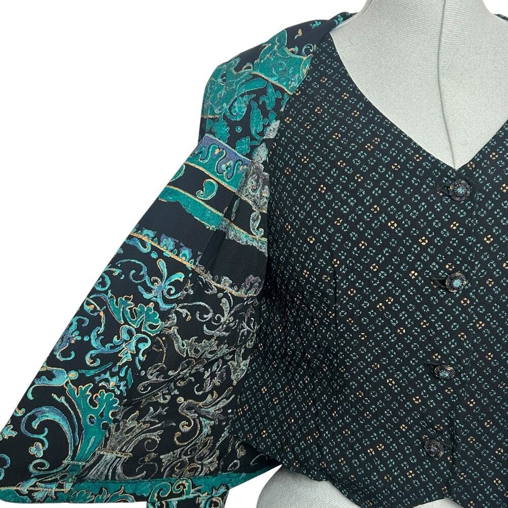 Vintage Carole Little Multicolored Patterned Vest and Sweater Size 4 - Picture 5 of 7